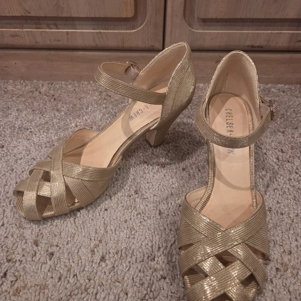 Chelsea Crew Sammy Gold Strappy Heels - Picture 3 of 5